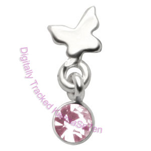 Butterfly - Pink - Tragus Dangling Ear Stud